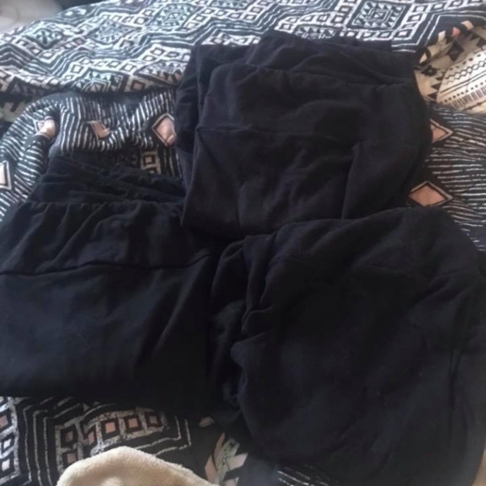 3 lula roe black leggings in tc